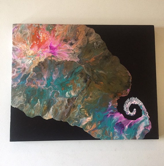 Black Swirl Fine Art Pour Painting 20x16