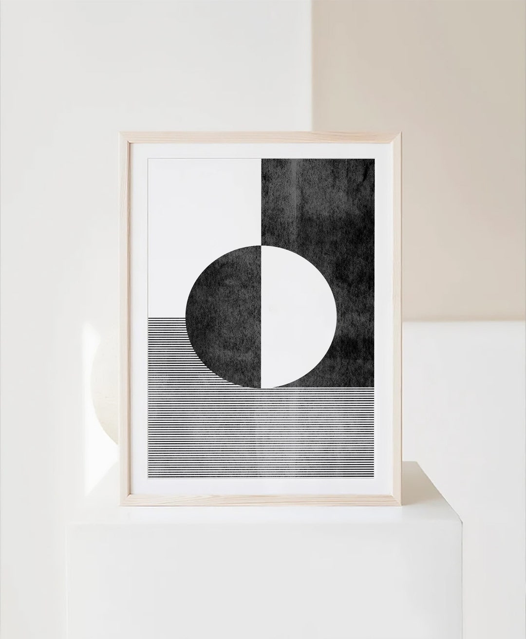 Geometric Black and White Wall Art, Neutral Printable Wall Art ...