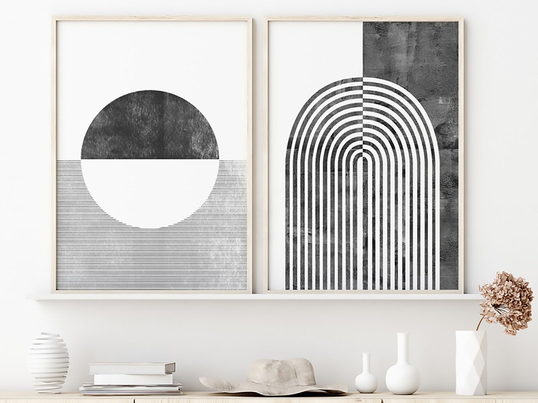 Set of 2 Geometric Print Modern Wall Art Printable Wall Art - Etsy