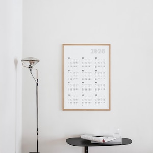 2025 Year at a Glance, One Page Modern Wall Calendar, 12 Month ...