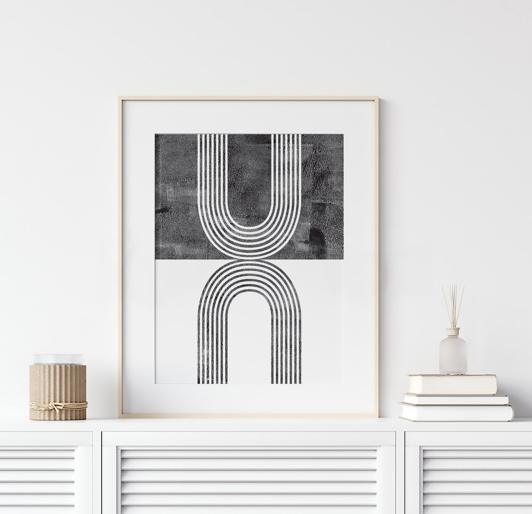 Black and White Geometric Line Wall Art, Printable Wall Art, Minimalist ...