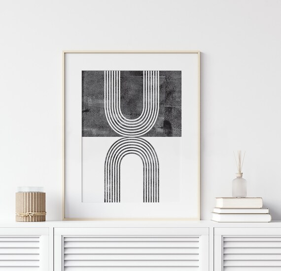 Black and White Geometric Line Wall Art Printable Wall Art Etsy