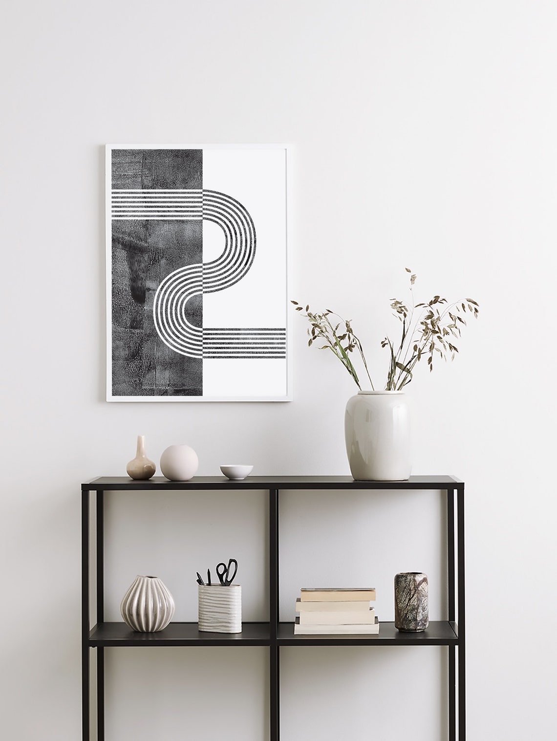 Black and White Geometric Line Wall Art Abstract Printable Etsy