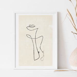 Black and Beige Abstract Women Lips and Boobs Line Drawing, Modern Minimal Print, Boho Home Decor, Scandinavian Design, Printable Wall Art image 4