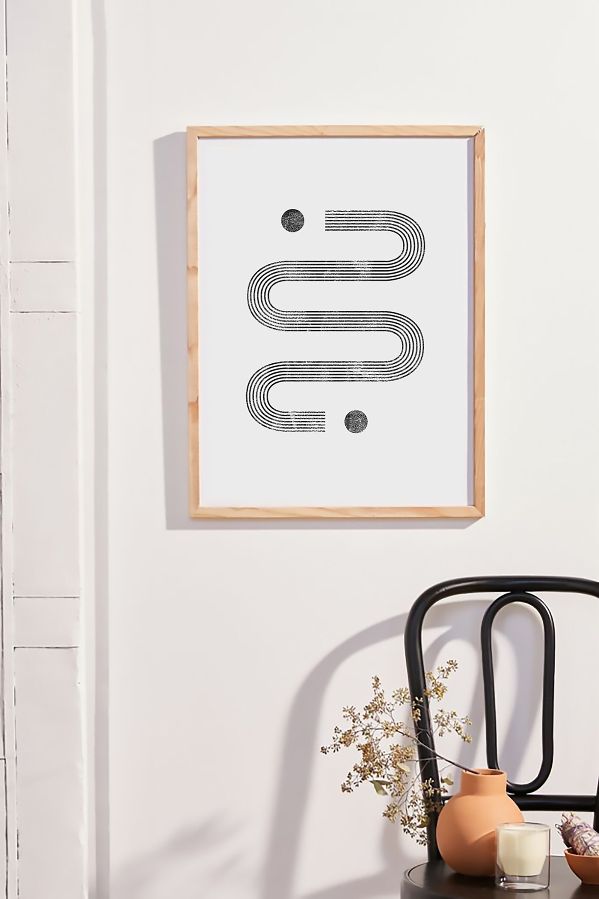 Black and White Geometric Line and Circle Wall Art, Abstract Printable ...