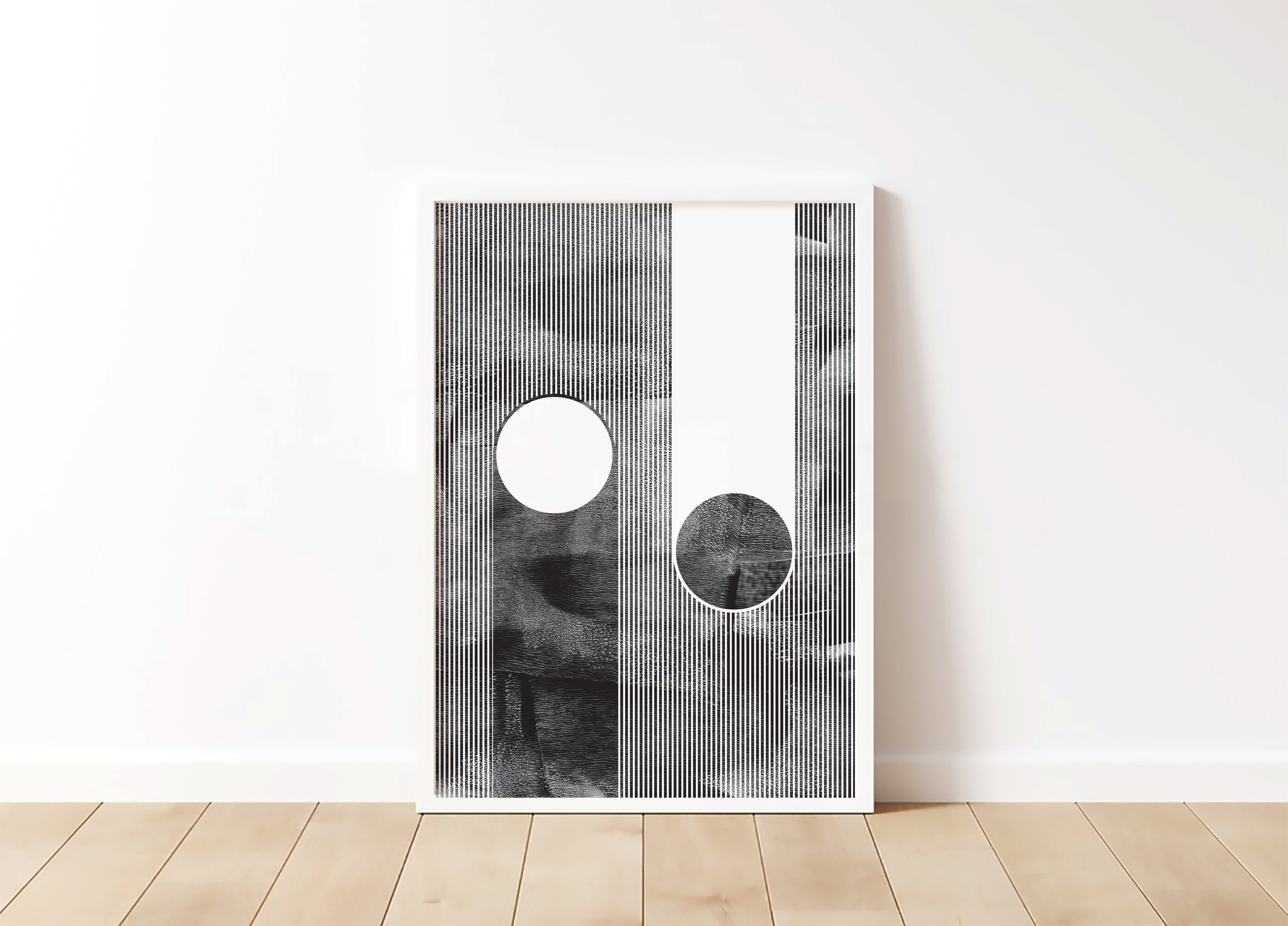 Geometric Black and White Line Circle Art, Printable Wall Art ...