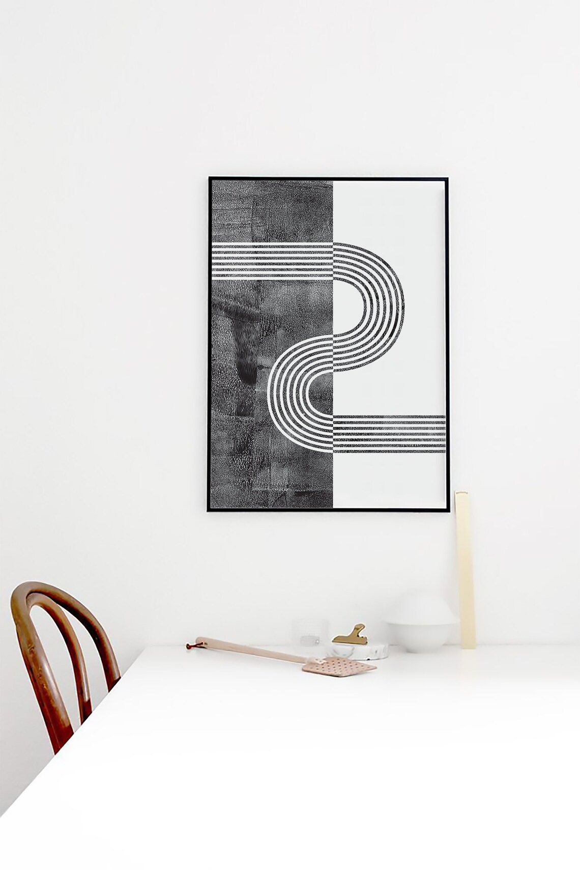 Black and White Geometric Line Wall Art Abstract Printable Etsy