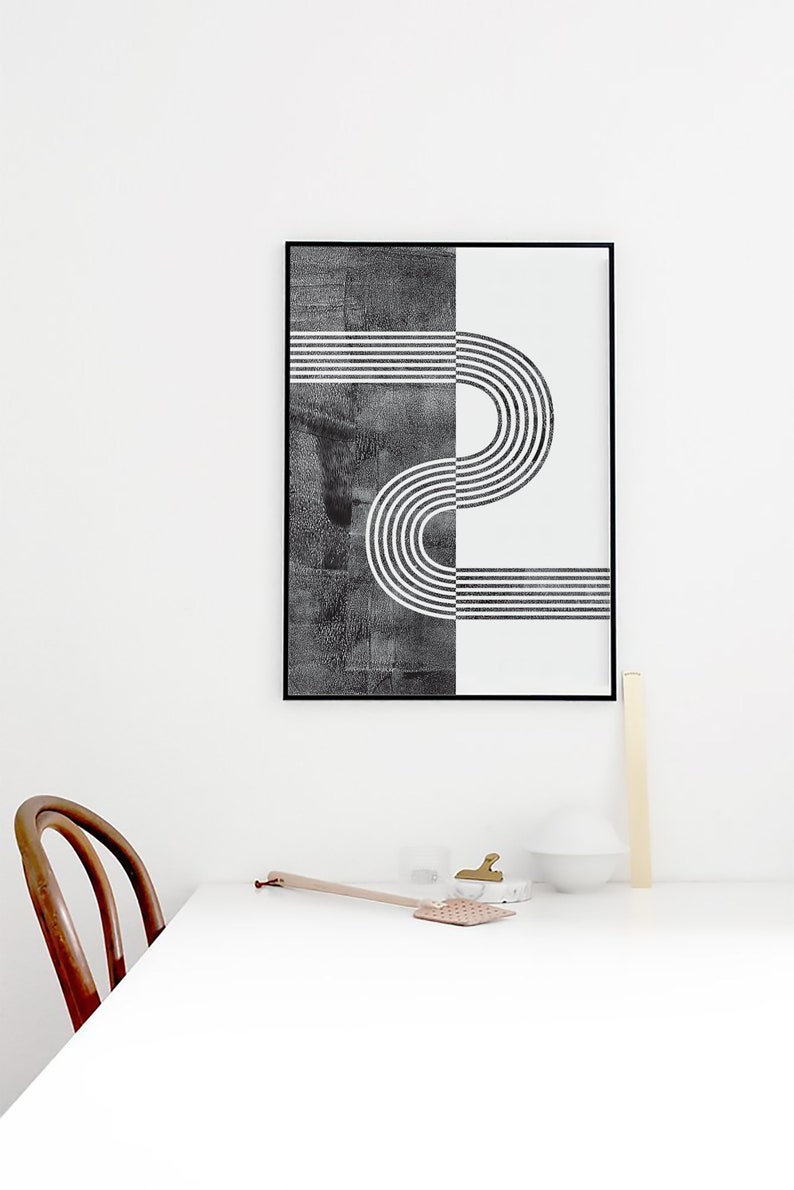 Black and White Geometric Line Wall Art Abstract Printable - Etsy