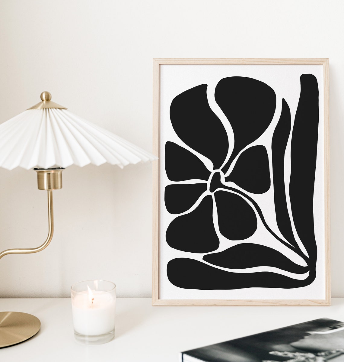 Organic Plant Art, Black and White Flower Print, Neutral Minimalist ...