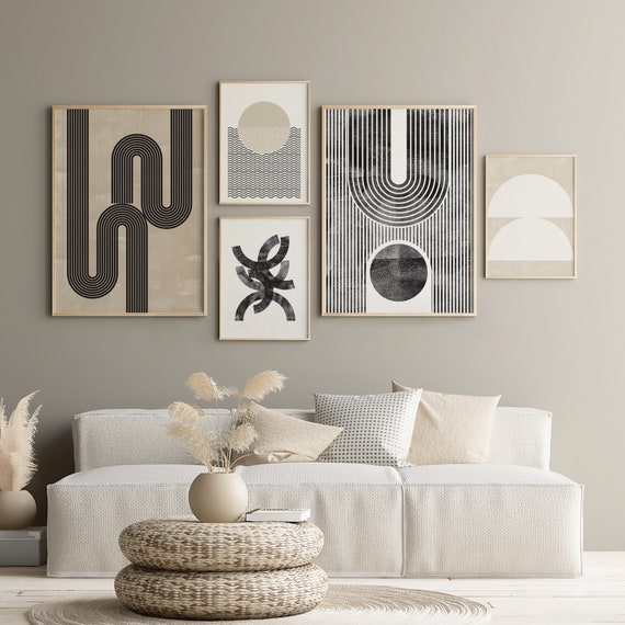 Set of 5 Printable Art Wall Collage Kit Downloadable Black | Etsy Canada