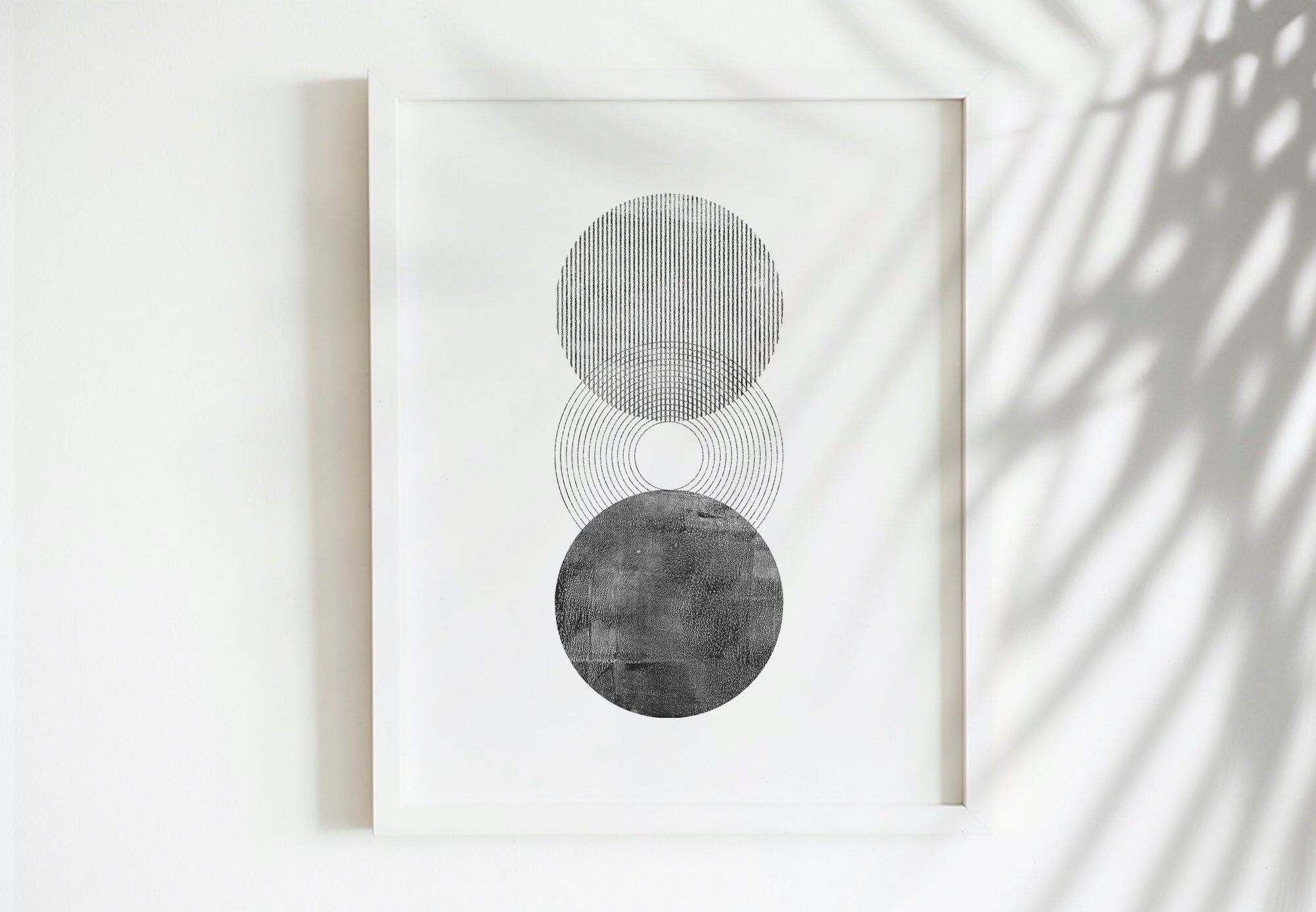 Geometric Black and White Minimalist Circle Wall Art, Printable Wall ...