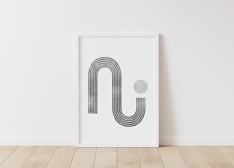 Geometric Black and White Minimalist Arch Wall Art Mid - Etsy