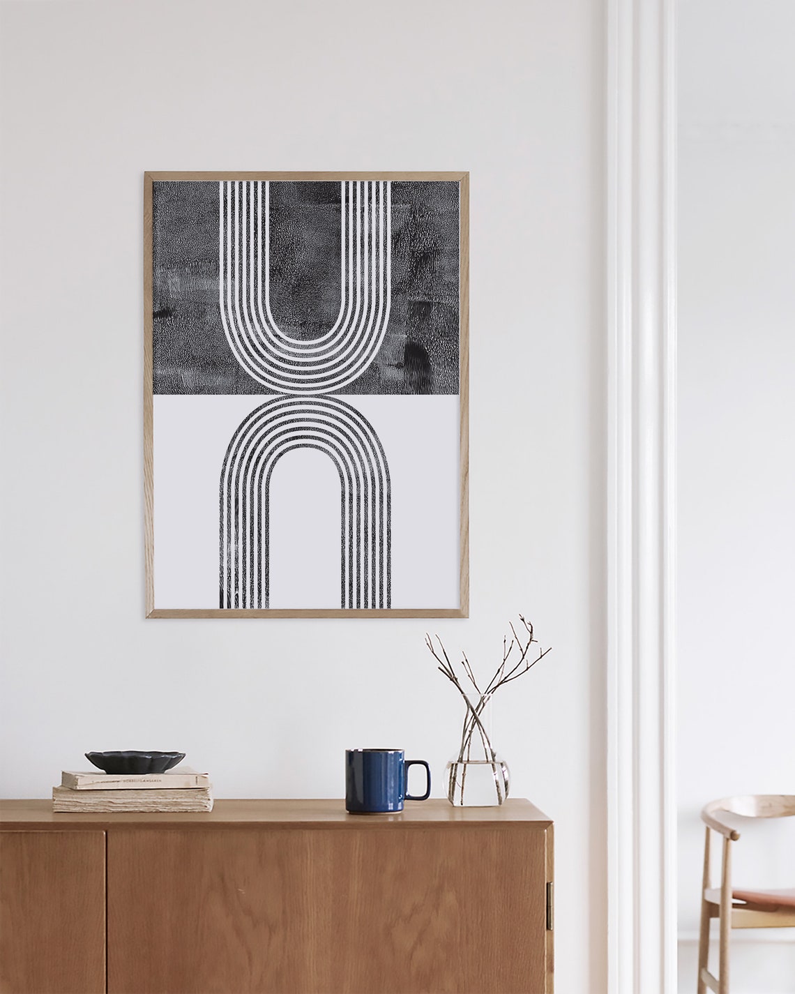 Black and White Geometric Line Wall Art Printable Wall Art Etsy