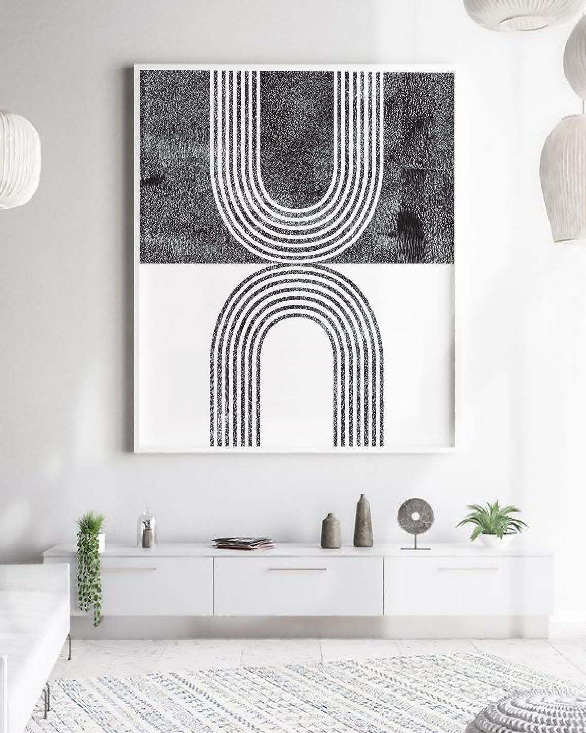 Black and White Geometric Line Wall Art, Printable Wall Art, Minimalist ...