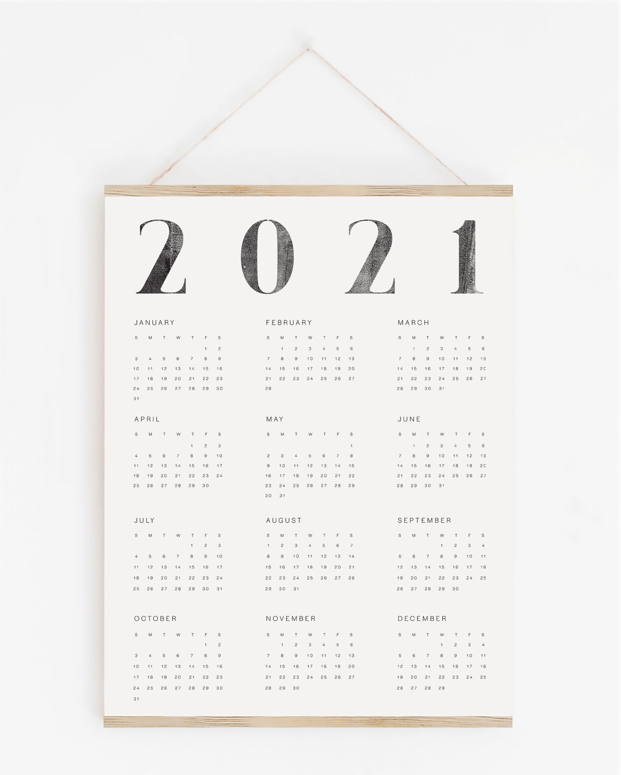 Minimalist 2021 Printable Wall Calendar Year At A Glance Etsy Uk