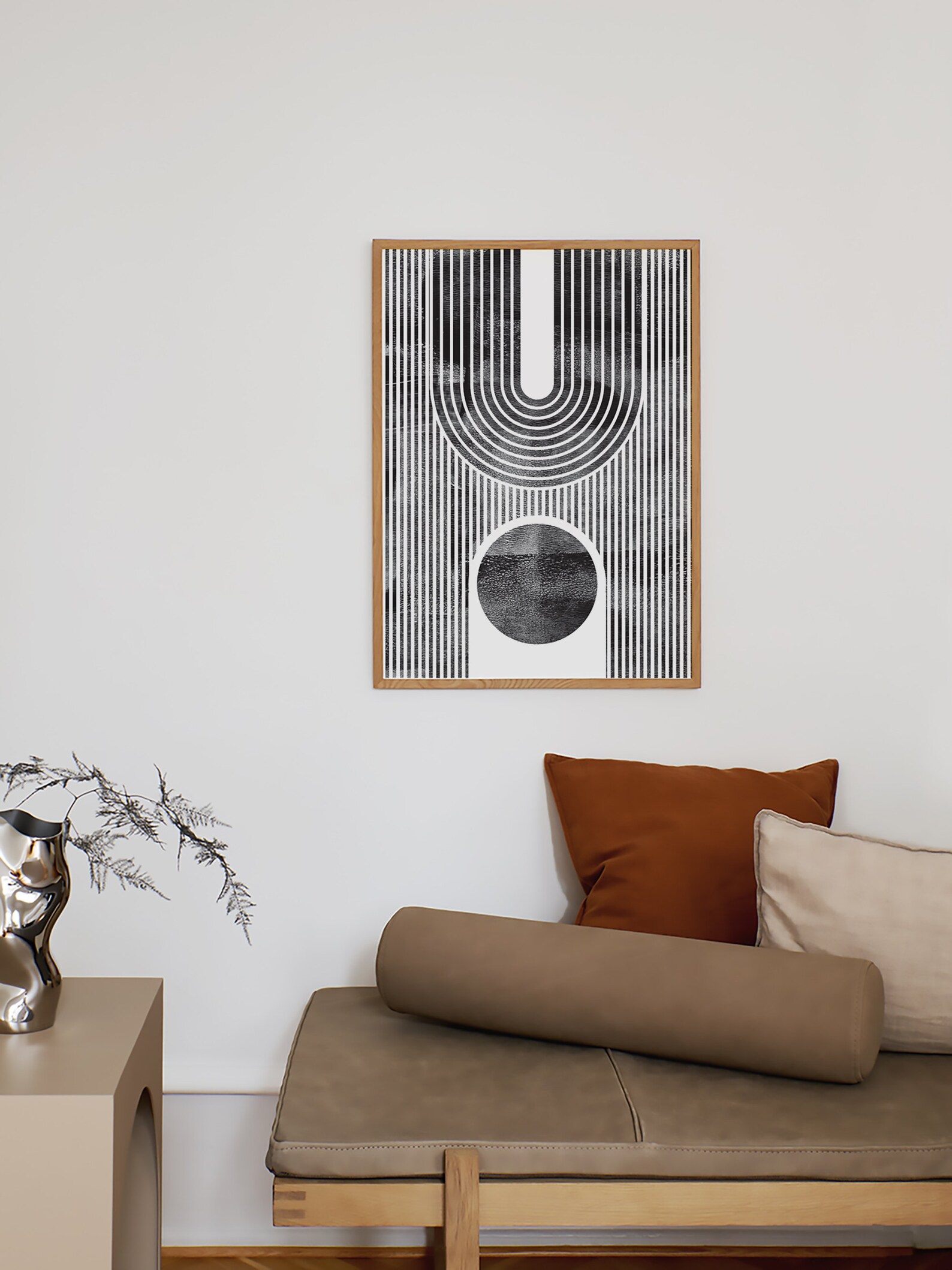 Geometric Black and White Circle Arch Art, Printable Line Wall Art ...