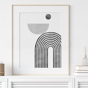 Geometric Shapes Wall Art, Modern Wall Art, Printable Wall Art, Minimalist Art, Mid-Century Modern Print, Line Art, Black and White Art