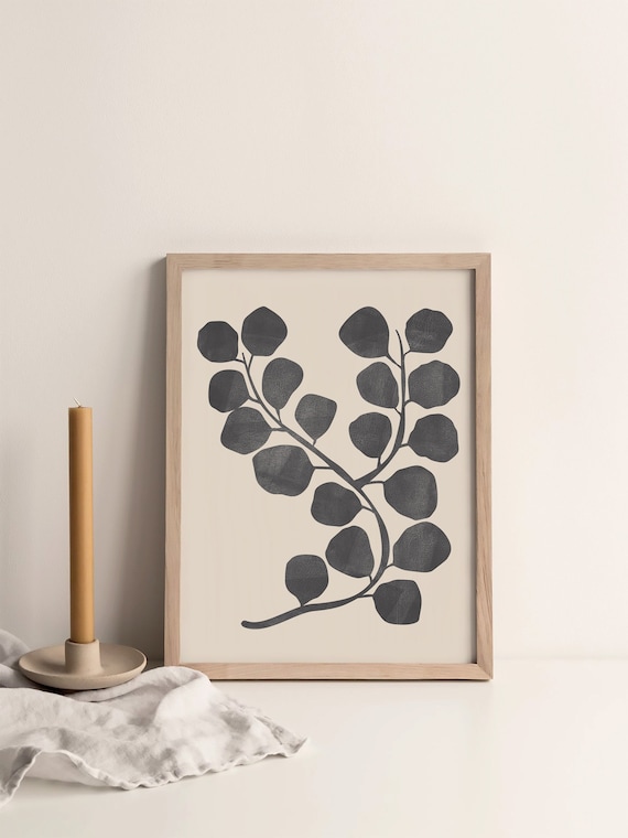 Abstract Black and Beige Plant Wall Art Boho Digital Etsy