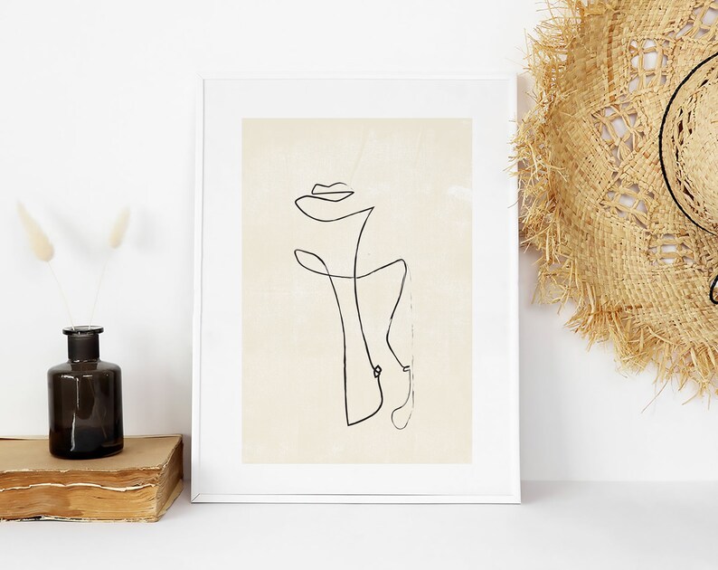 Black and Beige Abstract Women Lips and Boobs Line Drawing, Modern Minimal Print, Boho Home Decor, Scandinavian Design, Printable Wall Art image 5