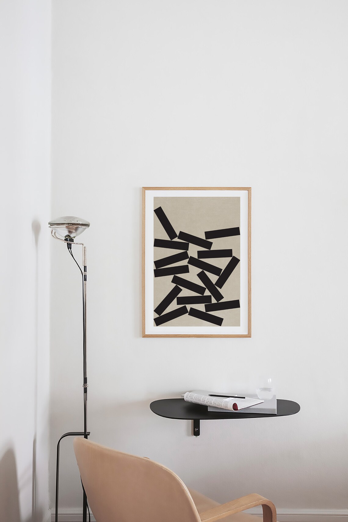 Geometric Black and Beige Rectangle Wall Art Modern Etsy