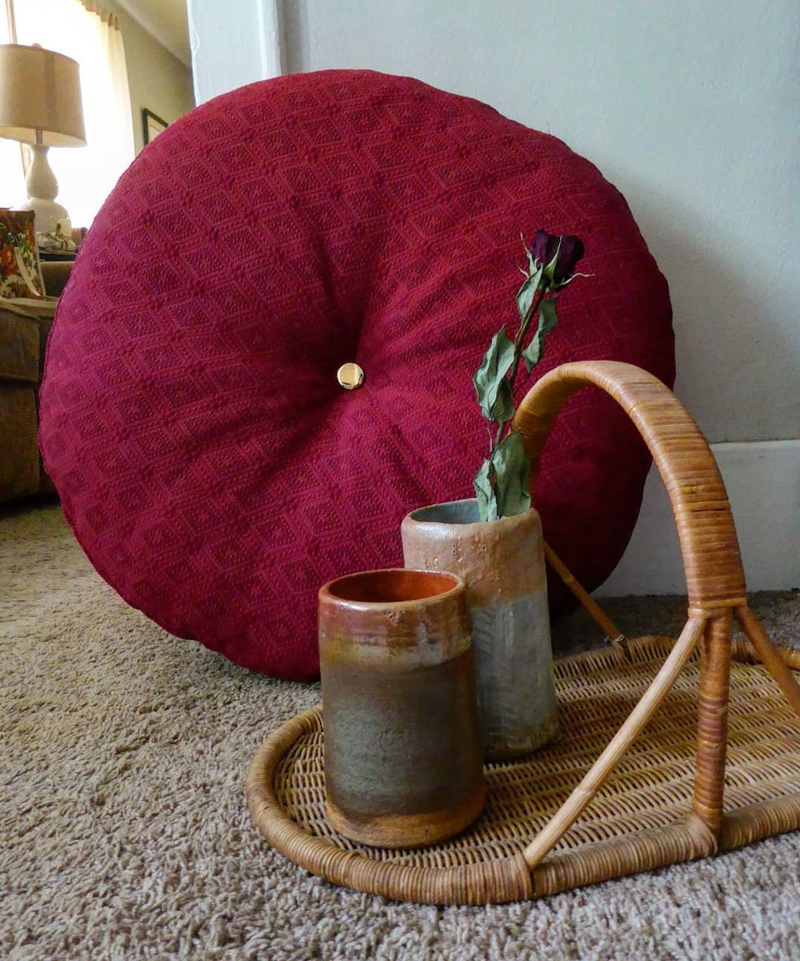 Red Meditation Cushion Etsy