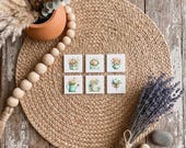 Set of 6 Watercolor Floral Magnets | Vintage Kitchen Decor (2x2 Inch) | Vol. 1