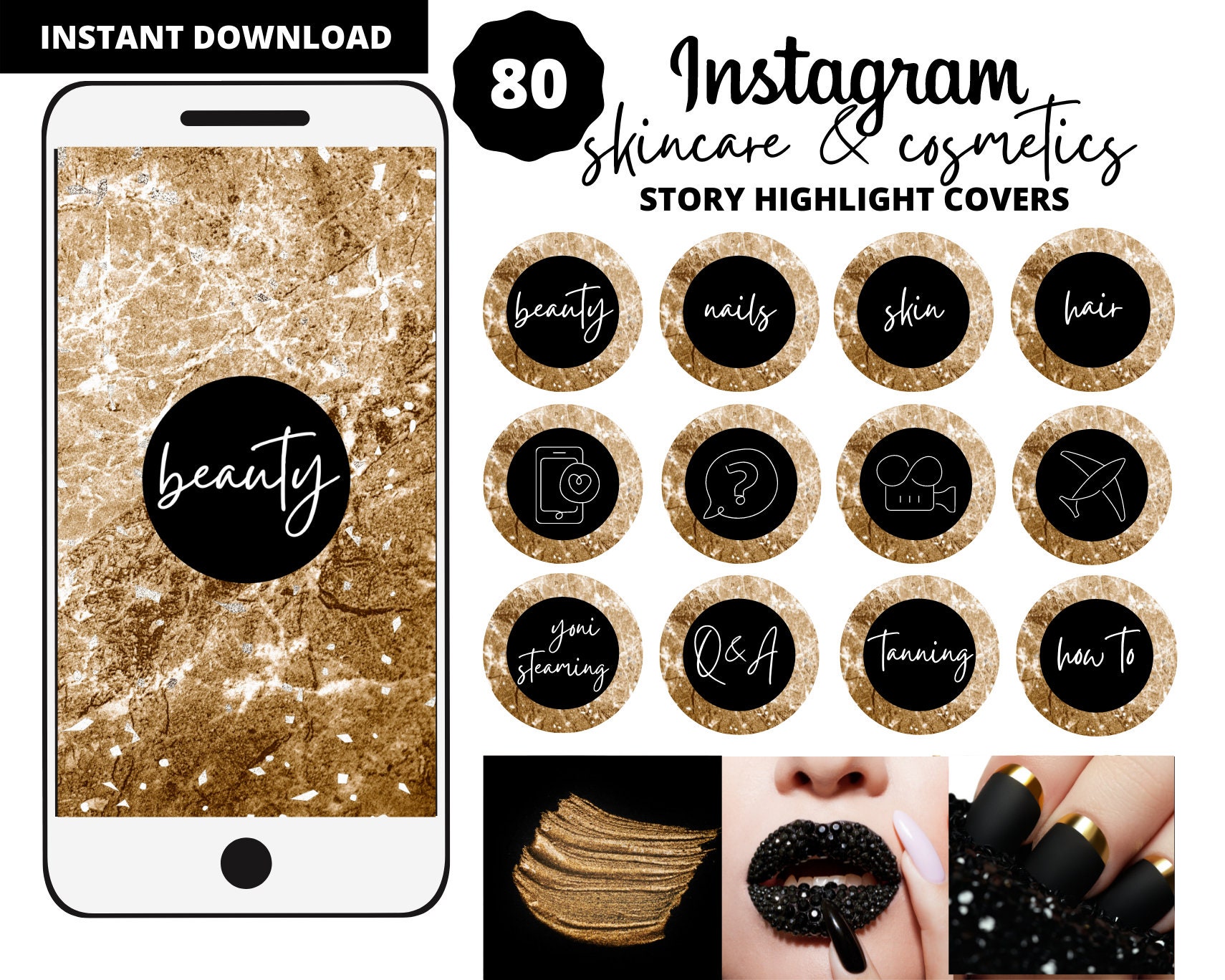 Instagram Story Highlight Covers Cosmetic Highlights Beauty | Etsy