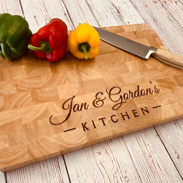 Personalised Extra Large End Grain Heveawood Chunky Chopping Board. Ideal gift for Christmas, Anniversary, Wedding, New Home, Birthday