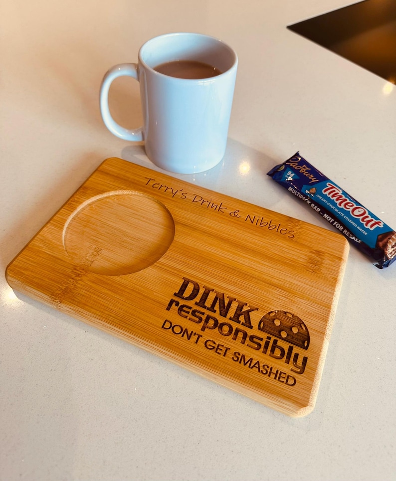 Personalised pickleball drinks and snacks board