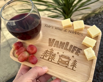 Personalised van life wine & nibbles board - 7 layout options to choose from