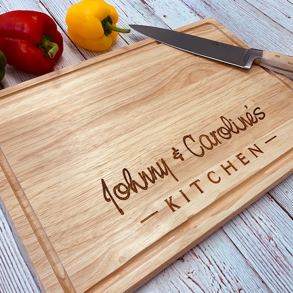 Personalised Large Wooden Chopping Board with Lip.  Ideal gift for Christmas, Birthday, Anniversary, Wedding, New home