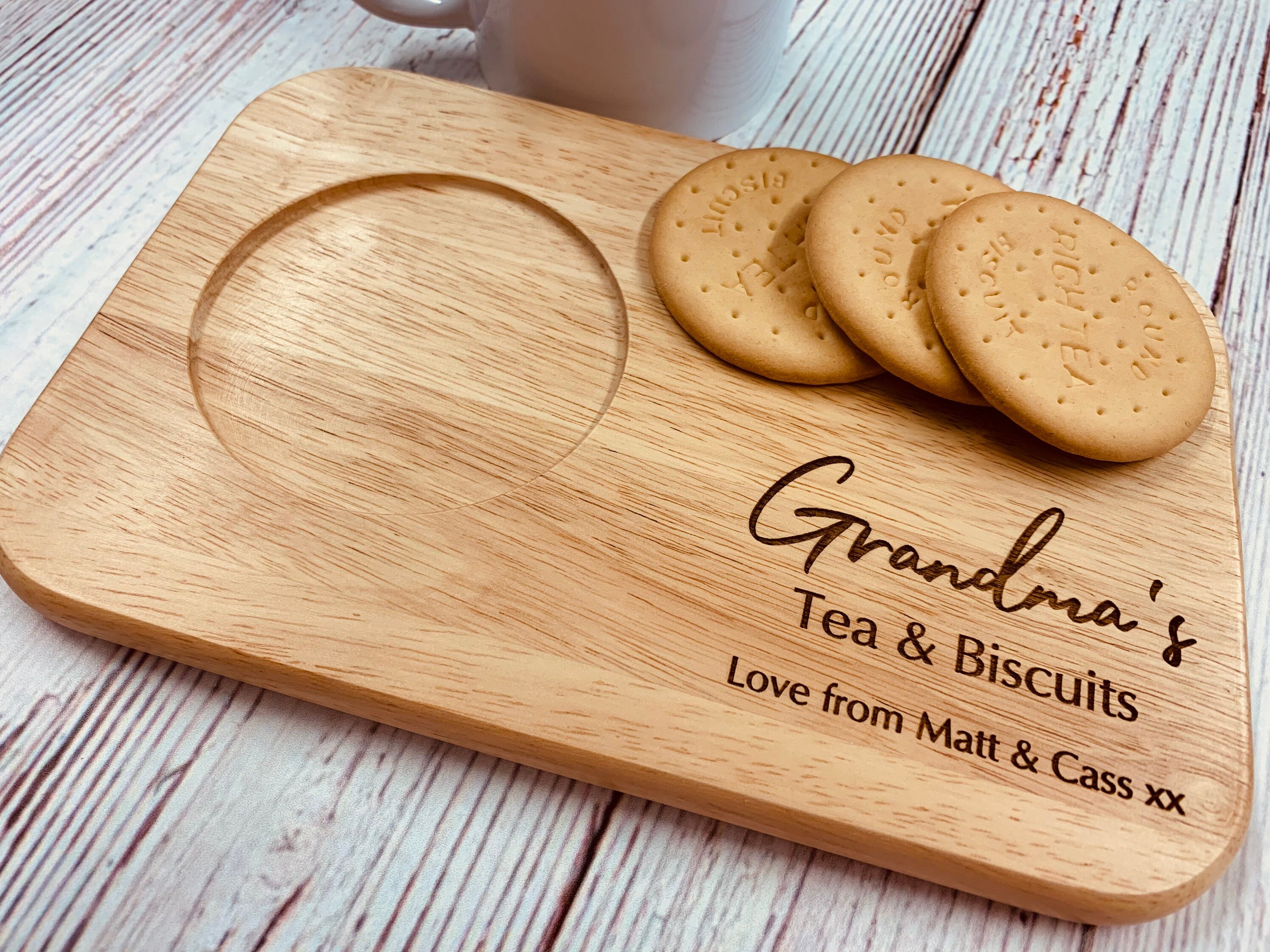 Personalised tea and biscuit board Coffee and cake board Etsy