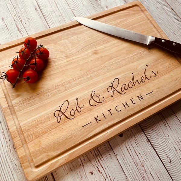Personalised Large Wooden Chopping Board with Lip.  Ideal gift for Christmas, Birthday, Anniversary, Wedding, New home