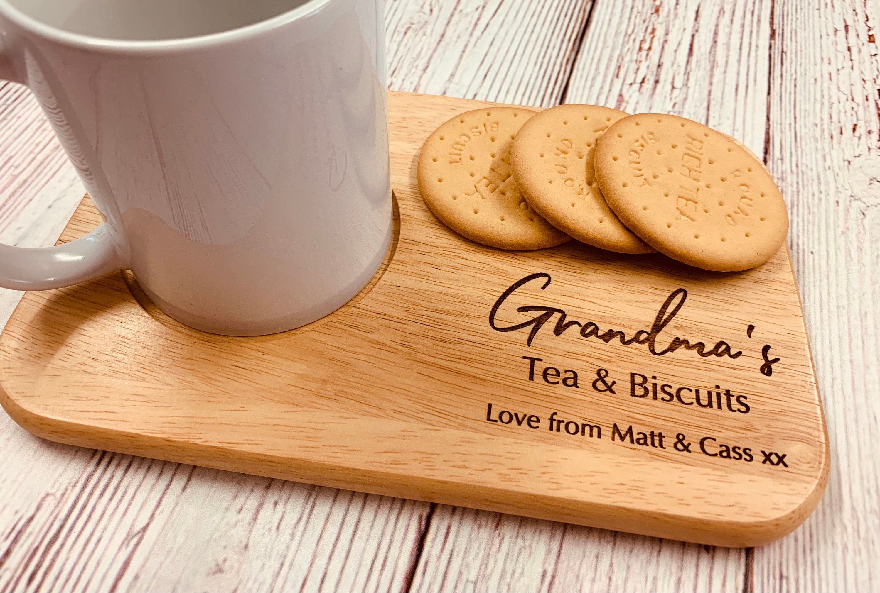 Personalised tea and biscuit board Coffee and cake board Etsy
