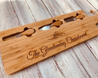 Personalised Bamboo Cheese Board set.  Custom Cheese Board.  Ideal Gift for Valentines Day, Wedding, Anniversary, Christmas