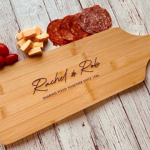 Personalised Bamboo Serving platter or cheese board.  Charcuterie board. ideal gift for any occasion.