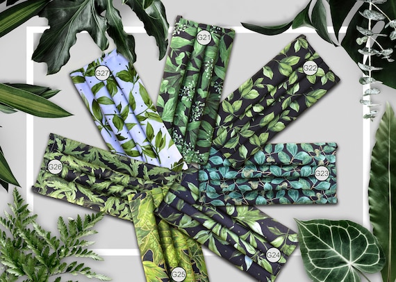Green Leaf Plants Prints Handmade DUAL LAYER Cotton pleated Face Mask. Washable Reusable. Green Leafy Prints. Made in the USA