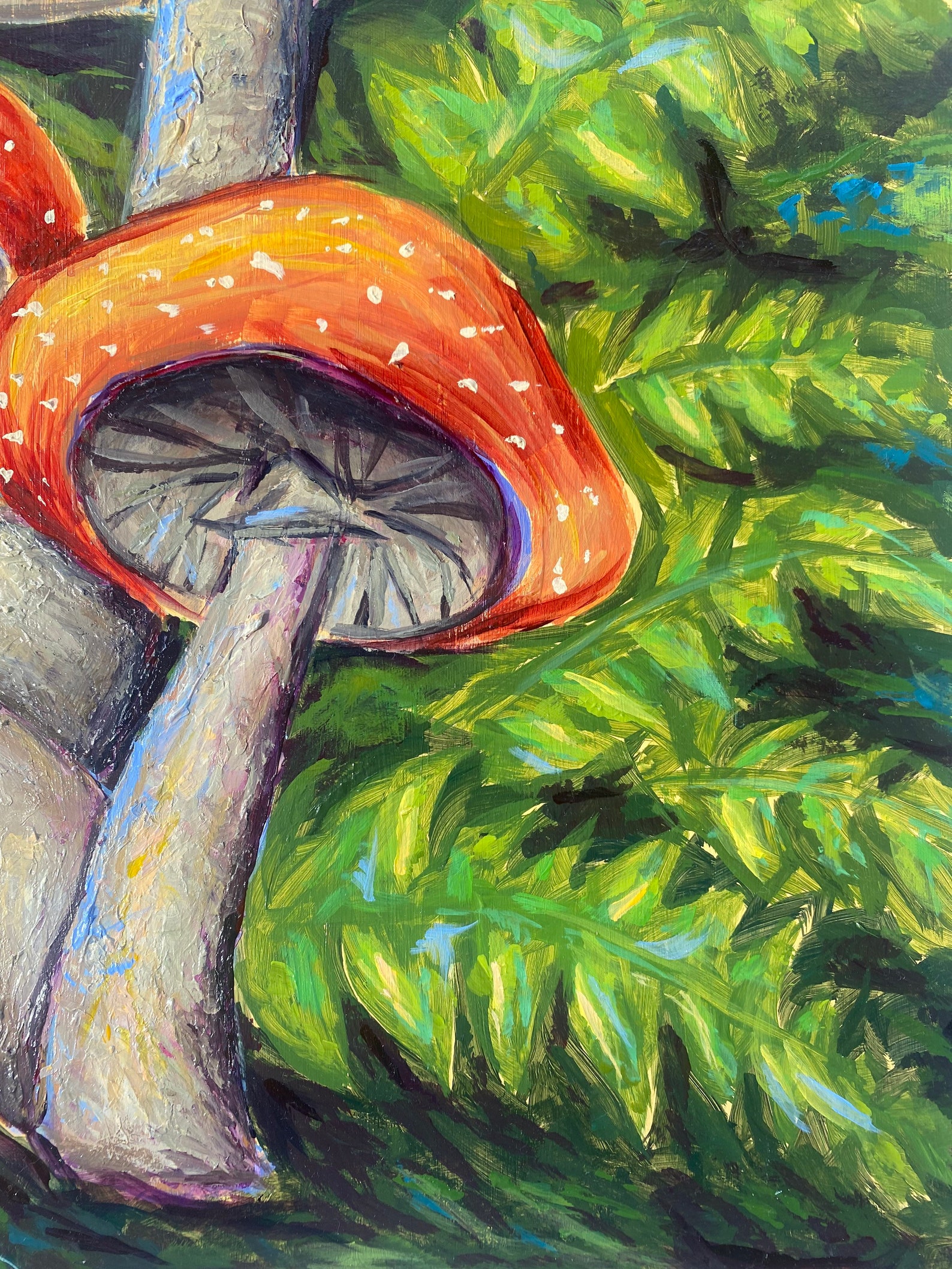 Mushroom Wall Art Painting Original Mushroom Painting 16x19 Magical Mushroom Forest Wall Art