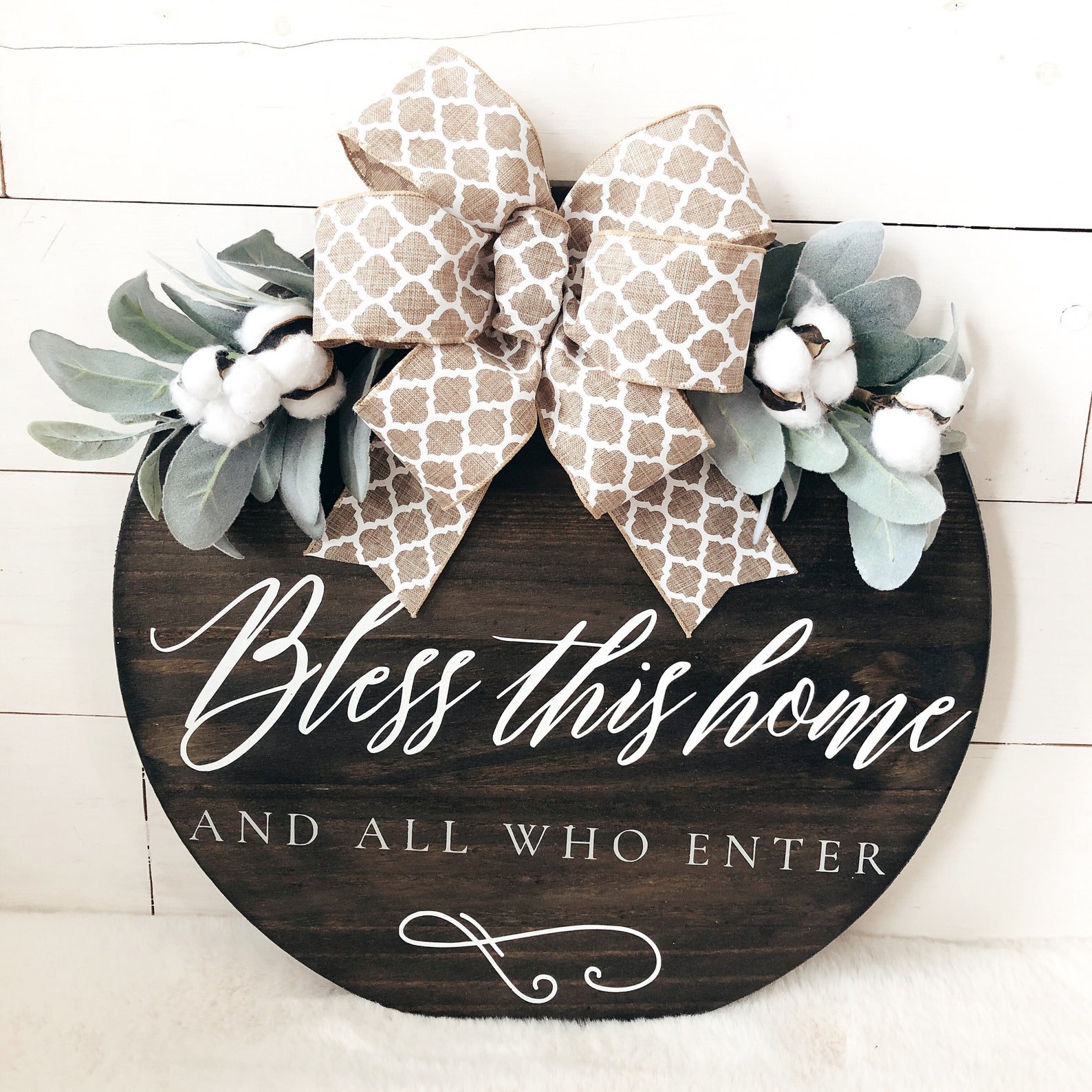 Bless This Home Door Hanger Wooden Farmhouse Sign Front Door Etsy