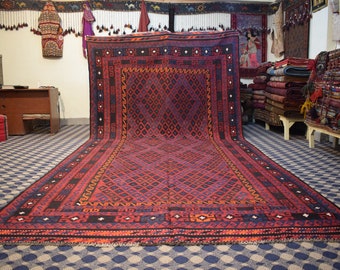 241 x 492 cm, Afghan Maimana Kilim, Vintage Kilim Rug, Traditional Rug, Large Area Rug, Living Room Rug, Dinning Table Rug Wholesale Price!