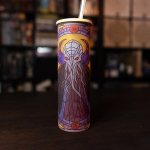 DnD 20oz Stained Glass Illithid / Mind Flayer Skinny Tumbler