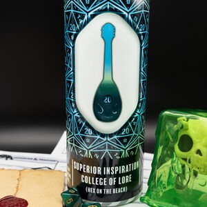 DnD Bard 20oz Skinny Tumbler (w/ lid + straw) - Customization Options Available - Dungeons and Dragons Tumbler