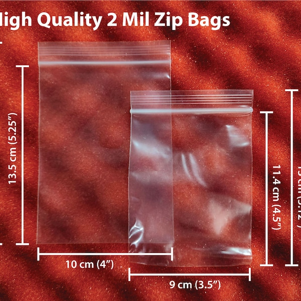 2 MIL Clear Plastic Zipper Bags, Reclosable Top Lock, Small Baggies (great for collectables, Beads, Stones, Legos, Beads, Jewelry, Coins)