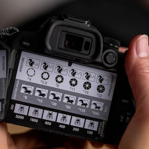 ADESIVO "Folha de dicas" para fotografia DSLR/sem espelho Cartão de referência de foto que se encaixa na sua câmera