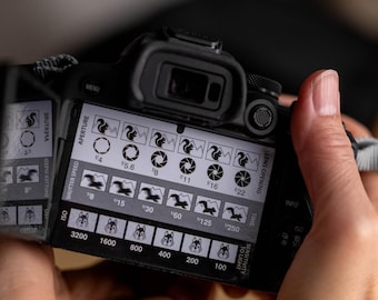 DSLR/mirrorless Photography "Cheat Sheet" STICKER Photo Reference Card Fits ON your Camera