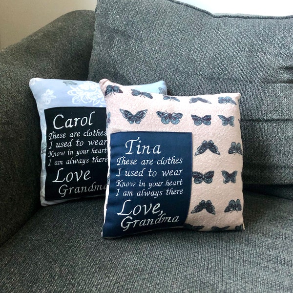 Almohada de memoria personalizada / Almohada de recuerdo / Almohada de duelo / Hecha de ropa / Almohada de camisa de un ser querido