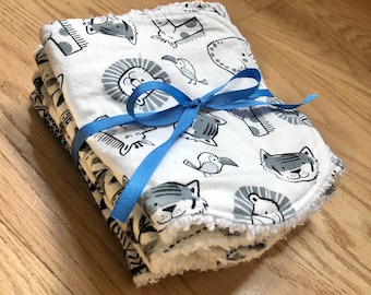 Personalized Baby Burp Cloth: Embroidered Flannel & Chenille, Handmade