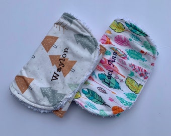 Personalized Baby Burp Cloth: Embroidered Flannel & Chenille, Handmade