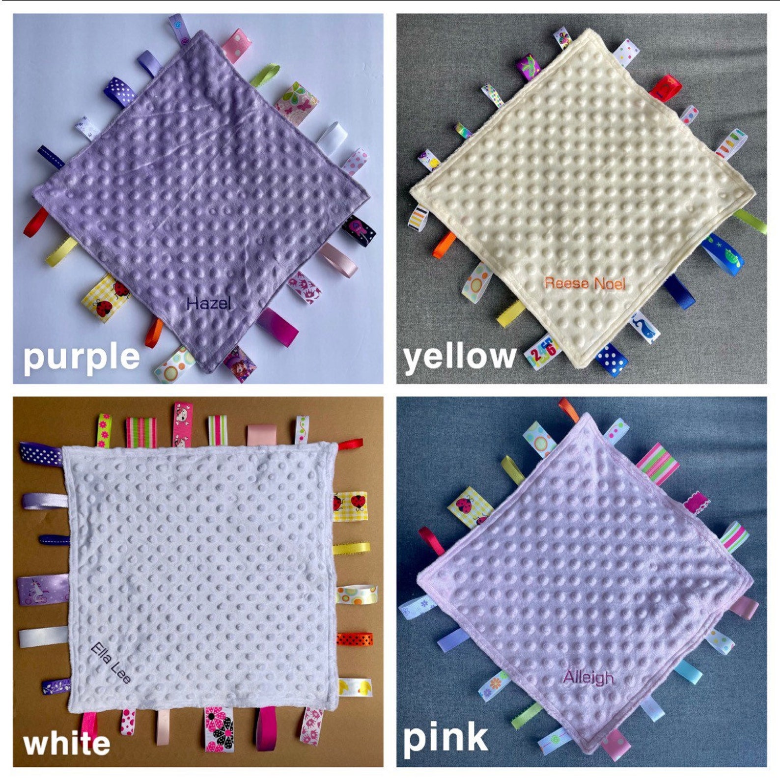 Personalized Ribbon Tag Blanket Lovey Blanket Sensory Etsy