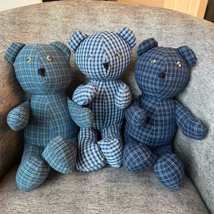 Custom Memory Teddy Bear | Keepsake Teddy Bear | Keepsake Gift | Made from Loved One&#39;s Clothing | Memorial Bear | Bear From Clothing